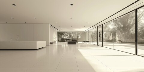 Sleek Minimalist Architecture with Glass Facades in Modern Office Building, Showcasing Bright and Professional Work Environment in High-Resolution AI-Generated Wallpaper