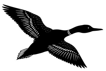 flying loon black silhouette vector illustration
