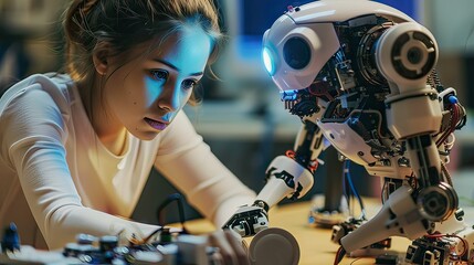 Poster - Robotics is her passion stock photo 