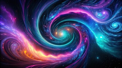 Wall Mural - Abstract background with swirling galaxy patterns in vibrant neon colors