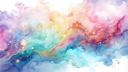 Canvas Print - Abstract watercolor background with flowing ink splashes and marbling effects