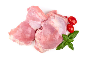 Wall Mural - Uncooked Raw Turkey Breasts fillet steaks, isolated on a white background.