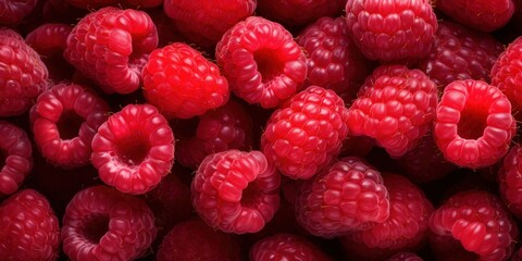 Wall Mural - Close-up of Fresh Raspberries