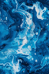Wall Mural - Abstract art blue paint background with liquid fluid grunge texture.