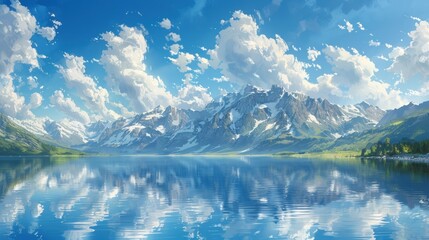 Canvas Print - Mountain Lake Reflection