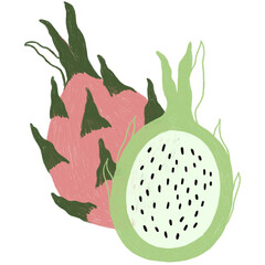 Poster - Hand drawn dragon fruit design resource transparent png