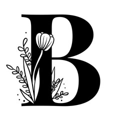 Poster - Png letter B floral font typography