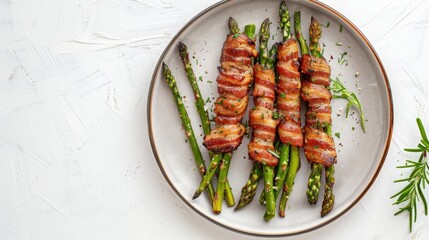 Wall Mural - Bacon Wrapped Asparagus on a Plate