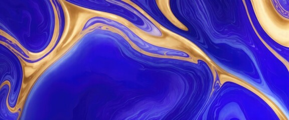 Wall Mural - Purple and blue color with golden lines liquid fluid marbled texture background