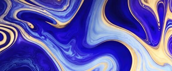 Wall Mural - Purple and blue color with golden lines liquid fluid marbled texture background