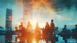 © suldev - team of business people working together in the office, teamwork background banner, double exposure