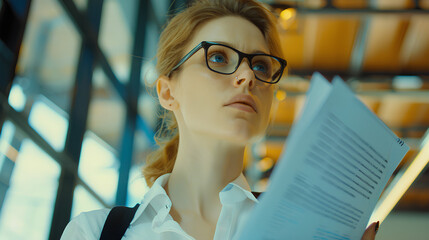 Poster - Young professional businesswoman planing her project