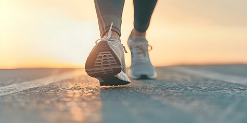 Poster - Person Wearing Running Shoes. Concept Athletic Photography, Shoe Fashion, Fitness Lifestyle, Outdoor Exercise, Active Footwear