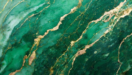 Poster - emerald green marble abstract texture, luxury background with copy space