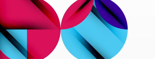 Aufkleber - Circle, square and flower petal geometric background. Round shapes composition for wallpaper, banner, background or landing