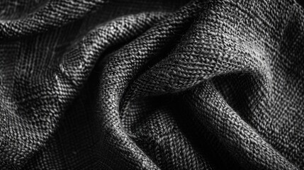 Poster - Highly detailed close up monochromatic fabric texture with pattern background and copy space