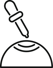 Sticker - Line art icon of an eye receiving drops from a pipette, symbolizing ophthalmology and eye care