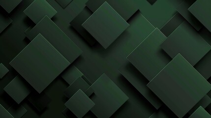 Poster - This is a 3D render volumetric square pattern dark green abstract background. Three-dimensional cube blocks with blur effect. 4K 8K very high definition sci-fi futuristic technology wallpaper.