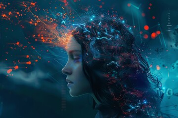 Poster - beautiful girl as an stock supercomputer