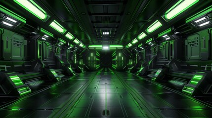 Poster - Cyberspace reality room with black background, 3D illustration