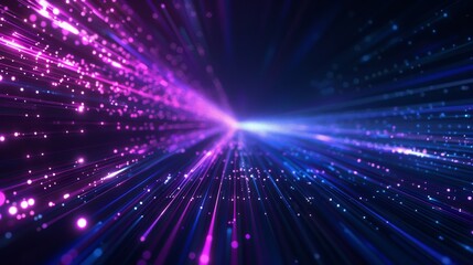 Poster - Abstract high tech background with colorful light trails. Illustration for innovation data flow concept with bright stripes and shiny particles.