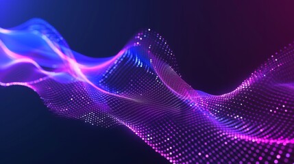 Poster - An abstract background made up of dots and purple waves.