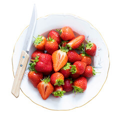 Canvas Print - Png strawberry in plate with knife