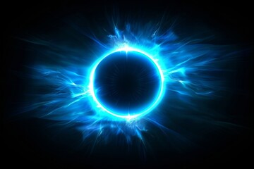 Wall Mural - futuristic background with an abstract blue explosion or shock wave.