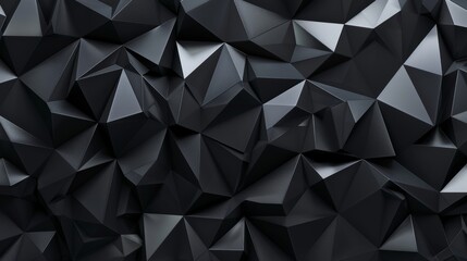 Poster - 3D rendering of a black construction with lines and low poly shapes