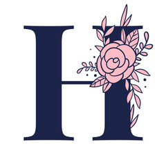 Canvas Print - Letter H script png floral alphabet