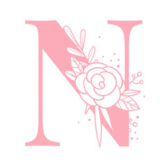 Sticker - Floral N letter png alphabet