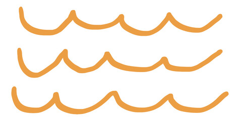 Poster - Png ocean waves cute doodle summer clipart in orange