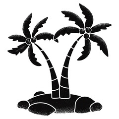 Poster - Coconut tree png sticker, black, transparent background