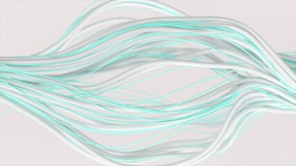 Poster - abstract 3d render of flowing white and blue lines on a light background