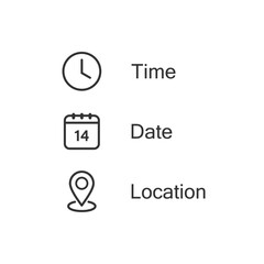 Aufkleber - date, time, location icon vector in trendy style