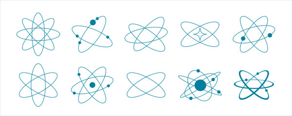 Wall Mural - abstract 2d wireframe shapes with atom and orbit designs. neon blue y2k geometry and mesh grids. fut