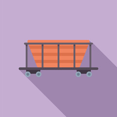 Poster - Simple and colorful illustration of an empty mining cart standing on rails