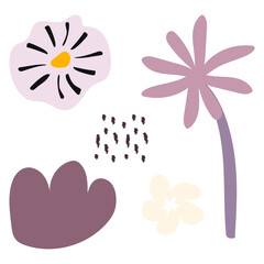 Sticker - Abstract flower png sticker, doodle collage set