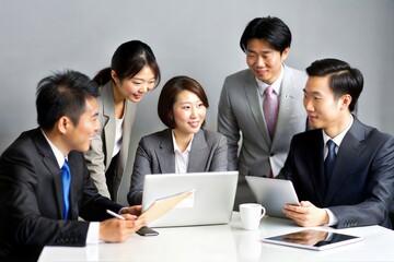 Poster - Diverse Asian Business Team Discussing Strategy
