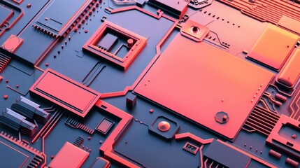 Abstract Tech Background with Red and Blue Elements