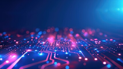 Abstract Technology Background with Glowing Circuitry