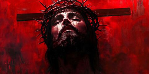 Poster - Lord Jesus Christ, modern savior graphic illustration, religious scene