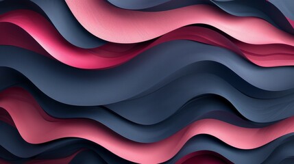 Poster - Abstract geometric waves in slate and pink