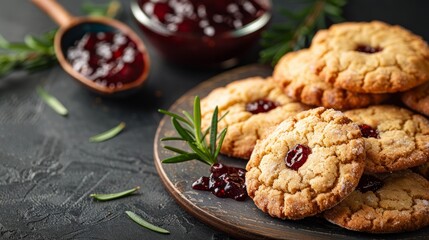 Wall Mural - Jam filled cookies on a plate