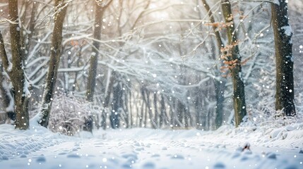 Wall Mural - Snowy Forest Path