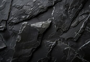 Wall Mural - Featuring a black background in a vintage grunge texture with dark and light colors, charcoal gray and black stone or rock walls, and solid black paper with a rich, elegant design and a textured