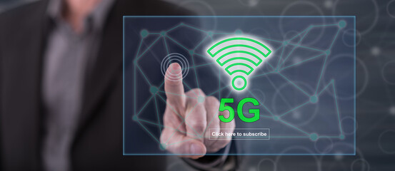 Poster - Man touching a 5g concept