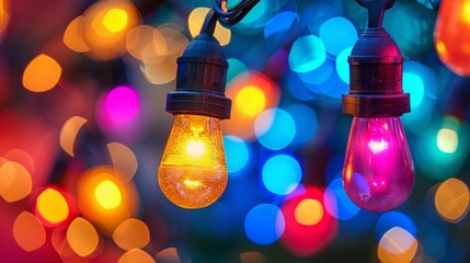 Poster - Close-up of colorful festive lights