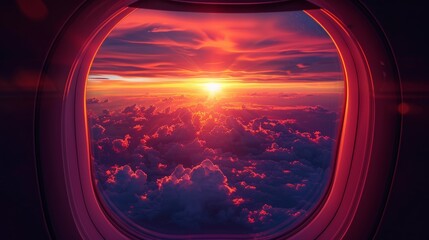 Wall Mural - Airplane sunset view