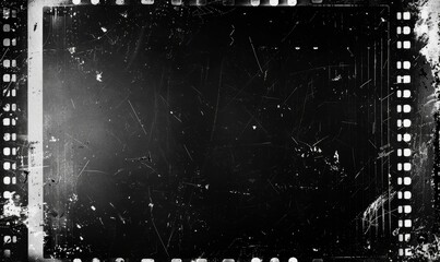 Poster - Grunge overlay screen effect, abstract dust particle and dust grain texture on black background, used for grunge backgrounds or vintage style.